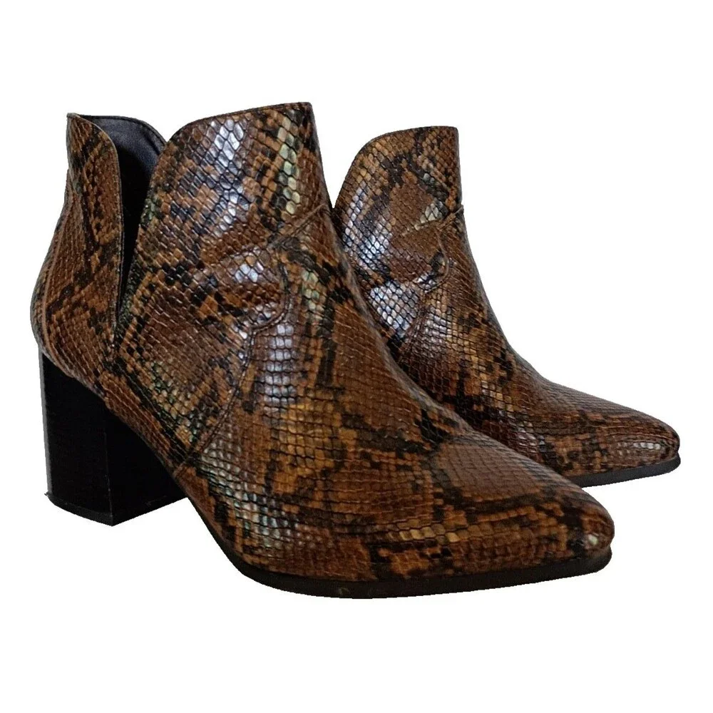 Lane Bryant Dream Cloud Snakeskin High Heel Slip on Bootie 9 Wide